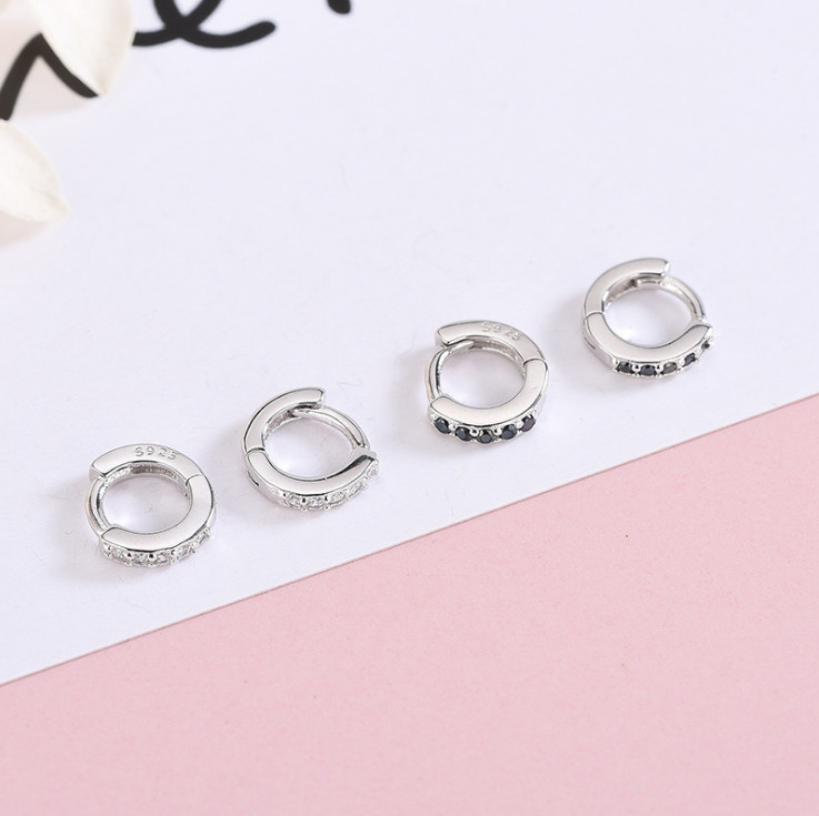925 Sterling Silver Huggie Hoop CZ Earrings Children Toddler Girls Size 6mm C4