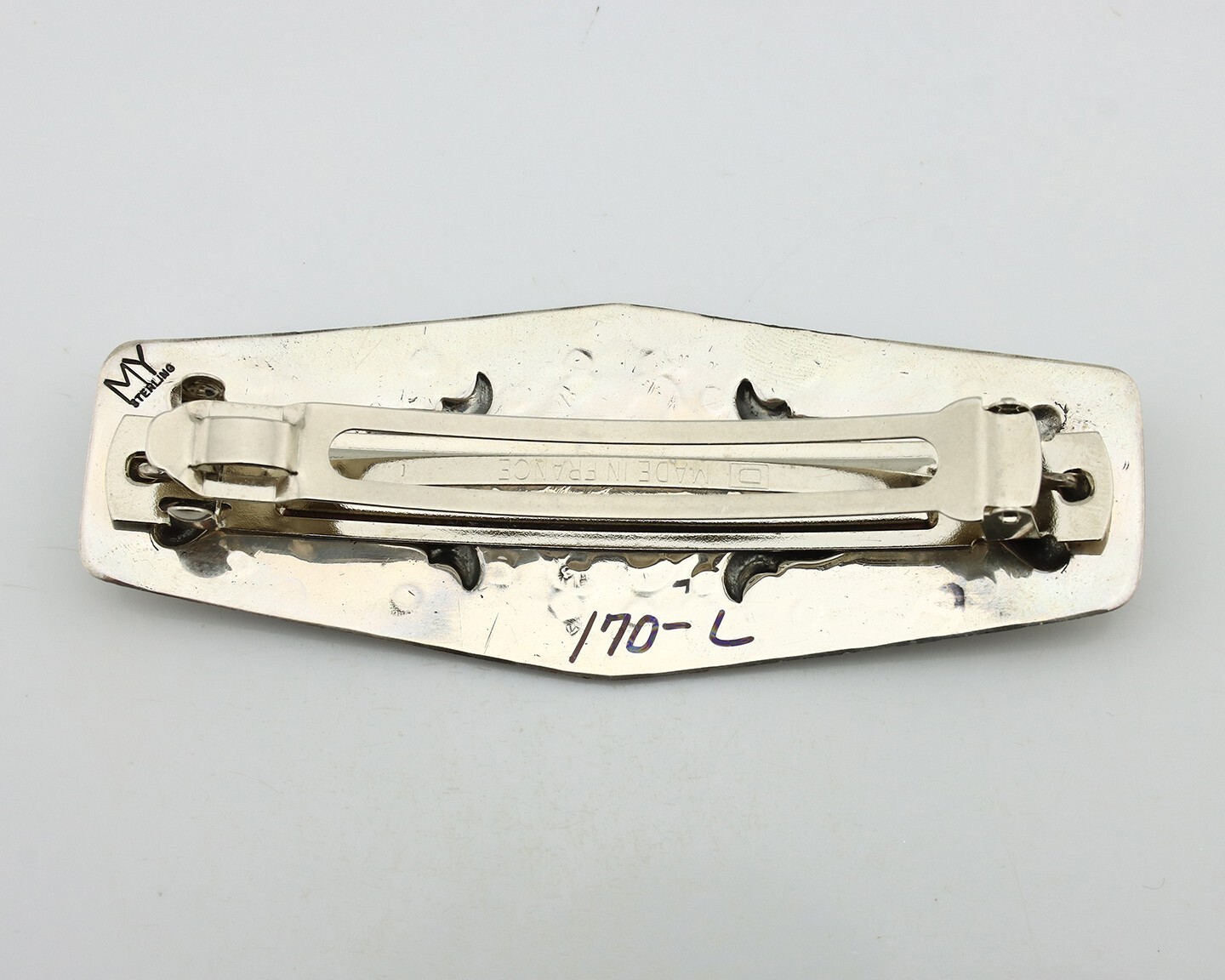 Women’s Navajo Hair Clip Hand Stamped 925 Silver Artist Signed MY C.80’s