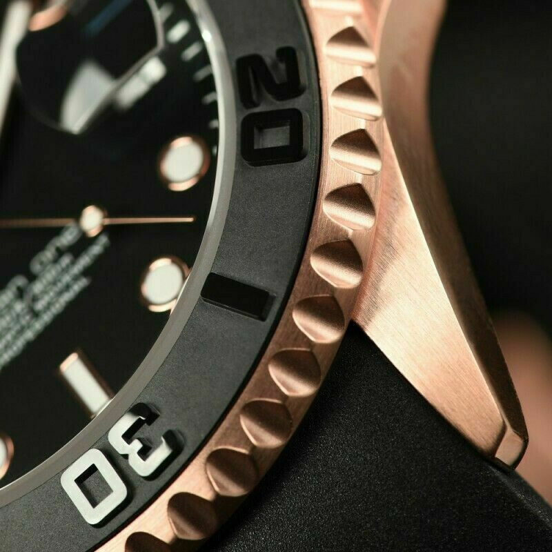 Steinhart Ocean One PINK GOLD Black Silicone Automatic Swiss Dive Watch 103-0893
