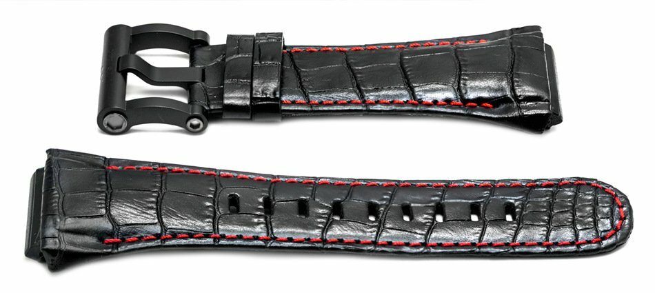 TW Steel 24mm Black Crocodile grain watch band for CEO Tech CE4009