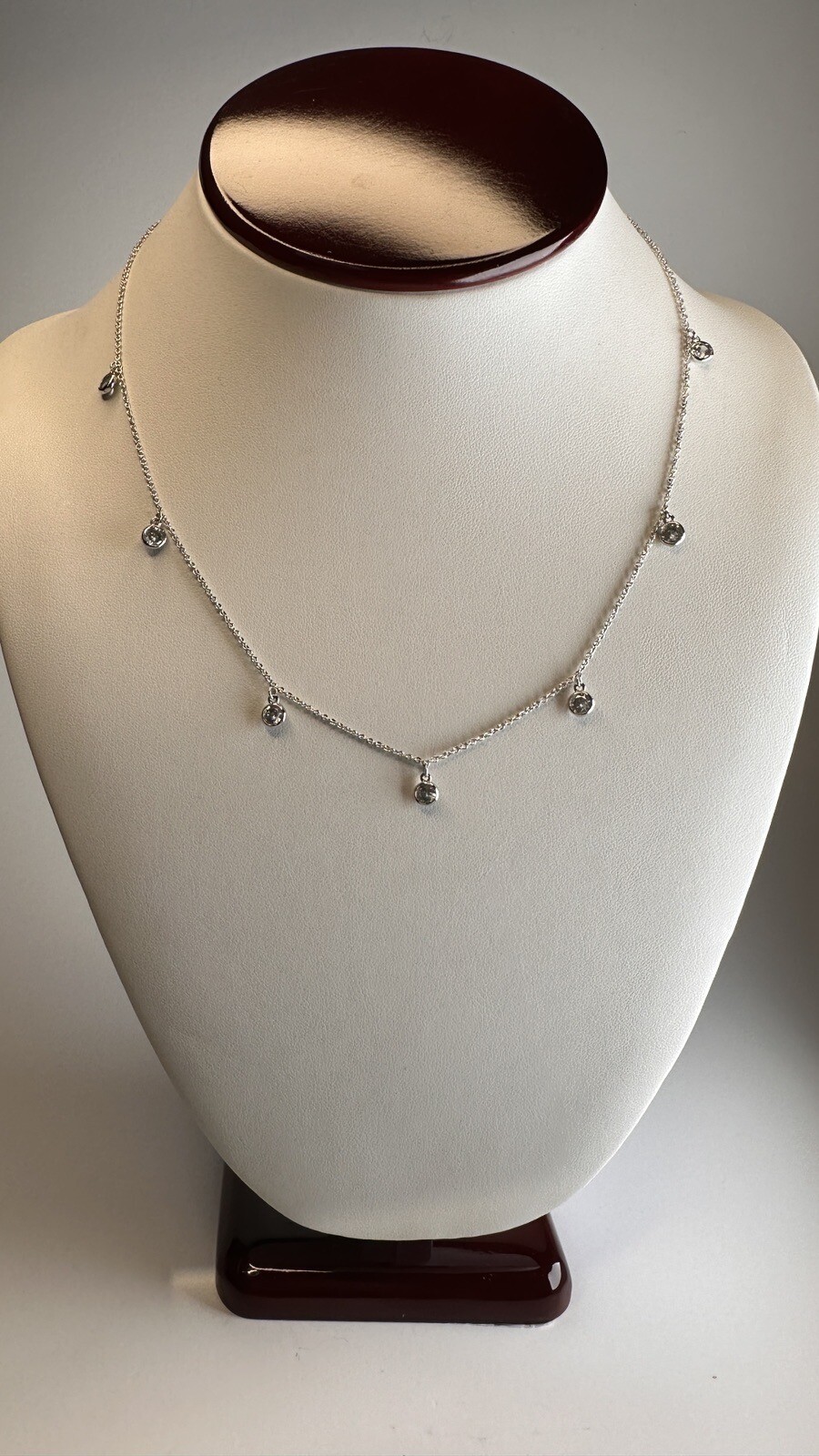 Sterling Station Necklace CZ Silver Tested Cubic Zirconia GM Golden Moon 17”