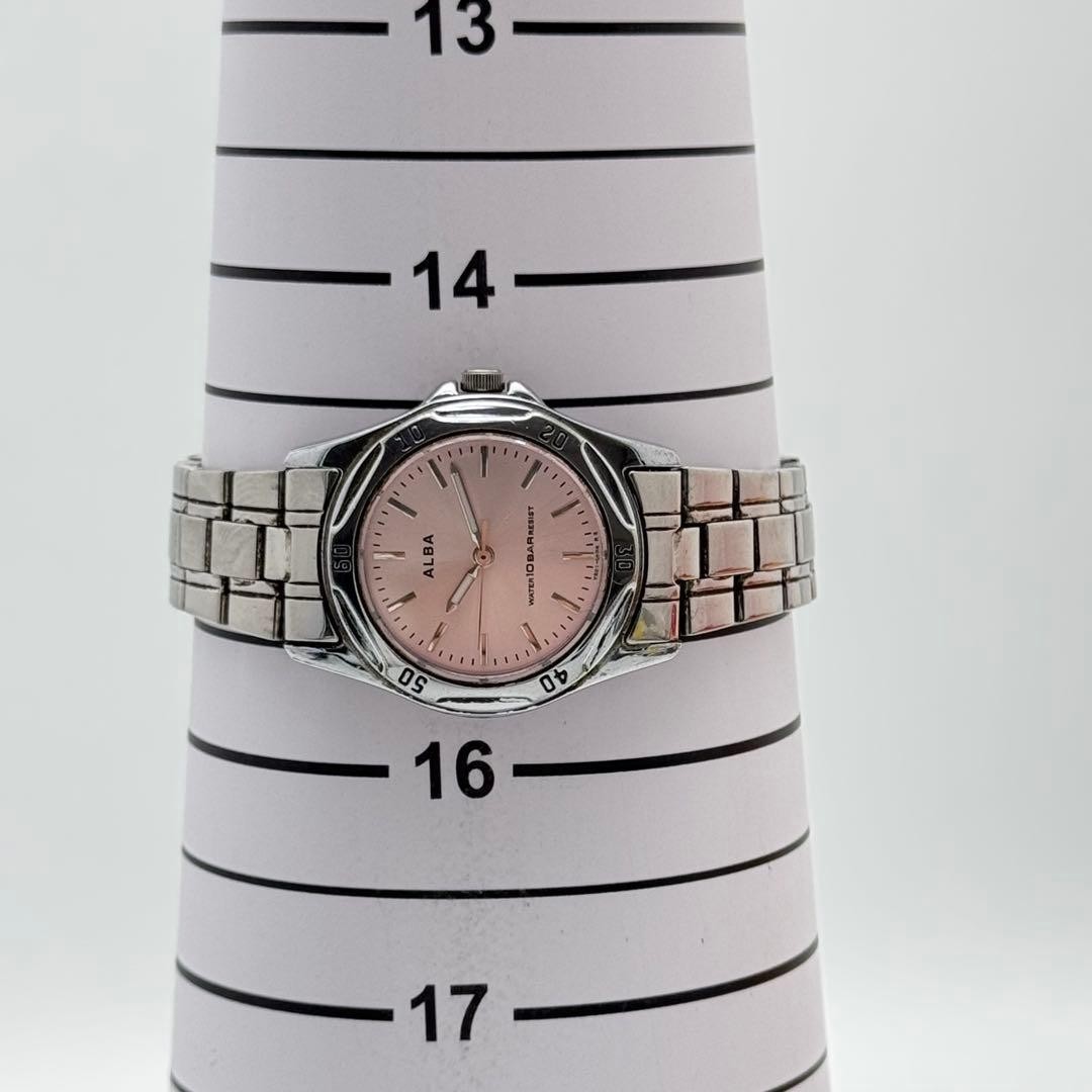 Working Item SEIKO Alba Quartz New Battery Pink Dial Waterproof Wristwatch