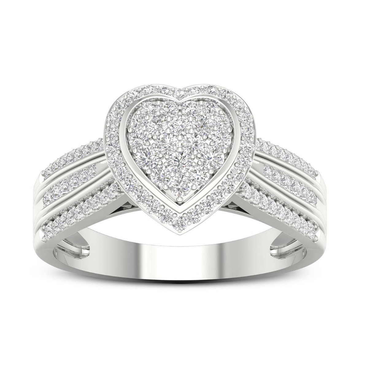 Diamond Heart Ring 1/2 ct. t.w. In Sterling Silver
