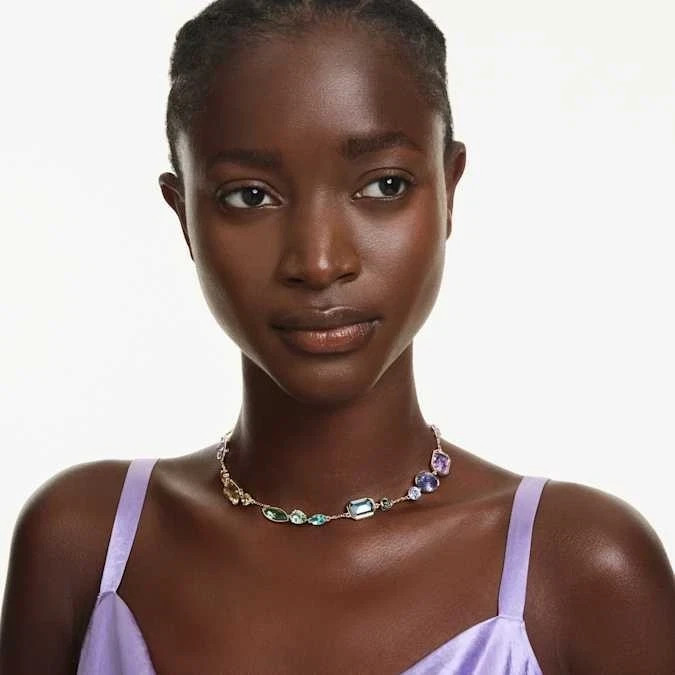 Swarovski Sparkling, gold-plated color Gema necklace