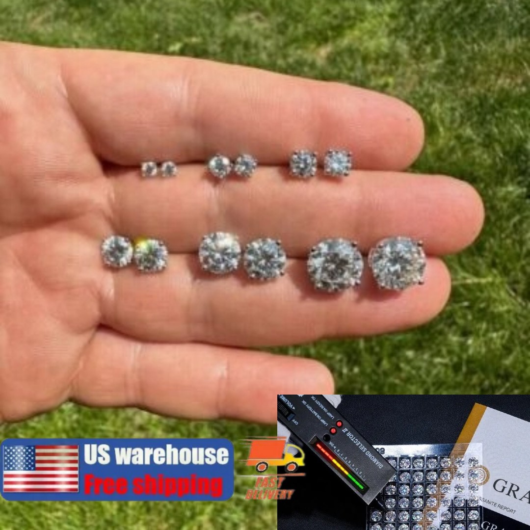 5/6.5/8 mm Round Cut VVS1 Certified GRA Moissanite Stud Earrings PUSH/SCREW-BACK