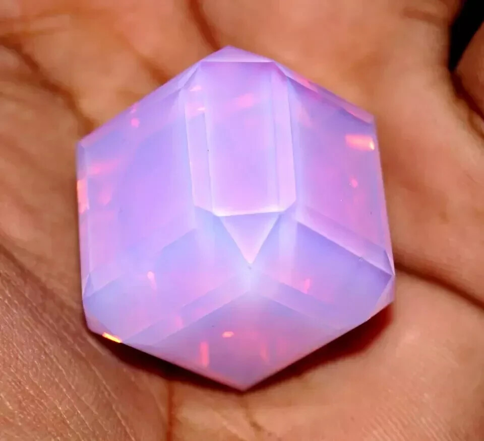 Welo Australian 120.5 Ct Pink Opal Cube Cut Untreated Natural Certified Gemstone