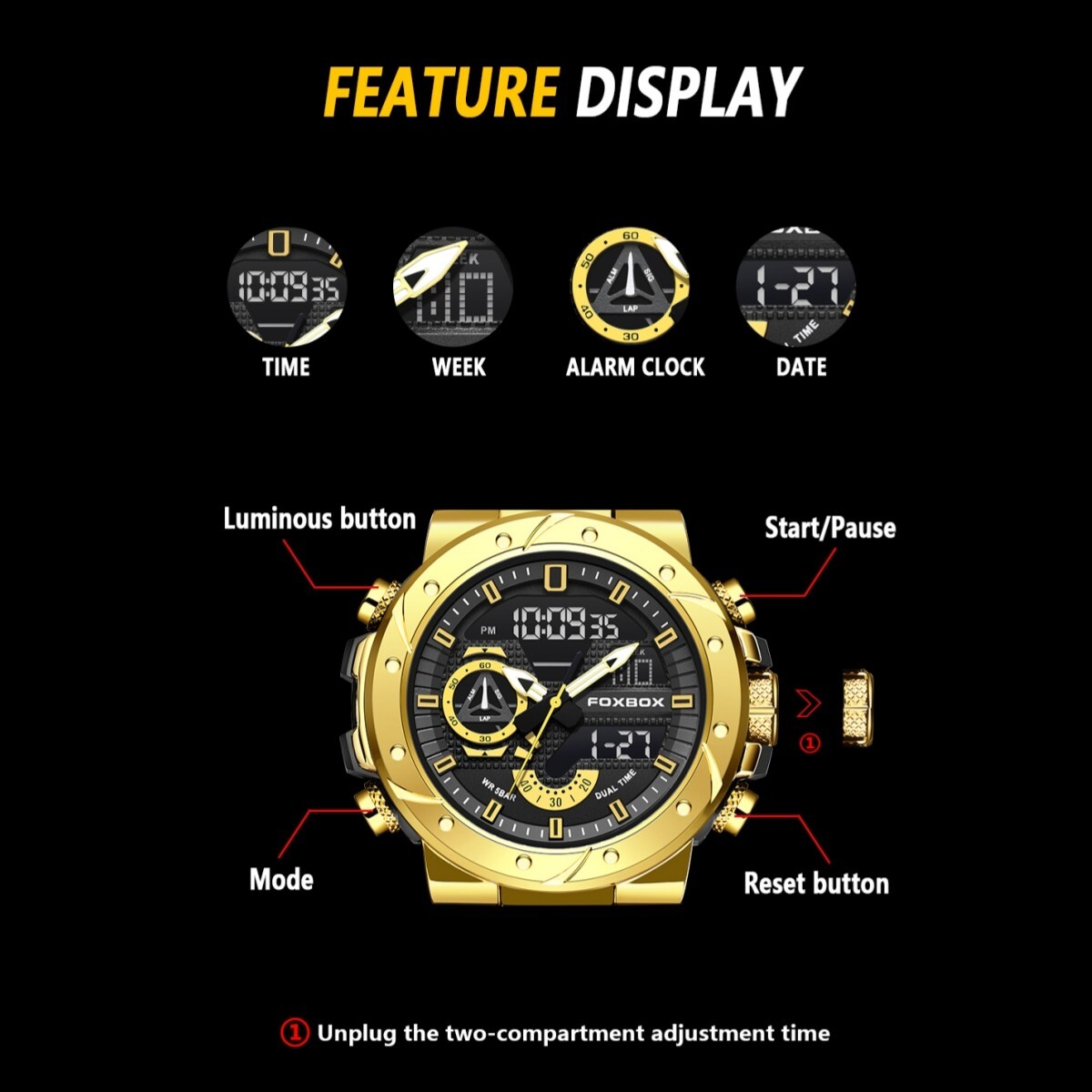 LIGE Men Watch Big Dial Quartz Date Luminous Waterproof Multifunction Wristwatch