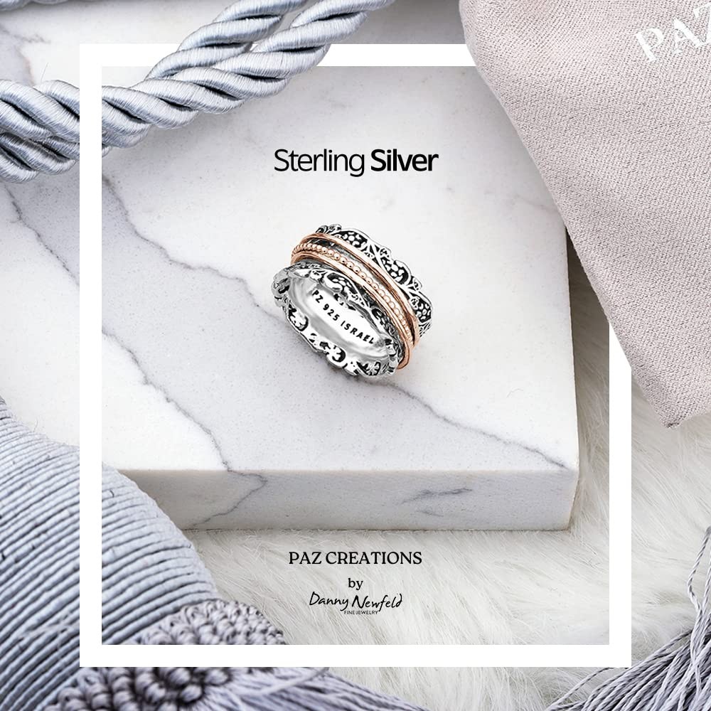 PZ Paz Creations .925 Sterling Silver and Rose Gold over Silver Spinner Ring