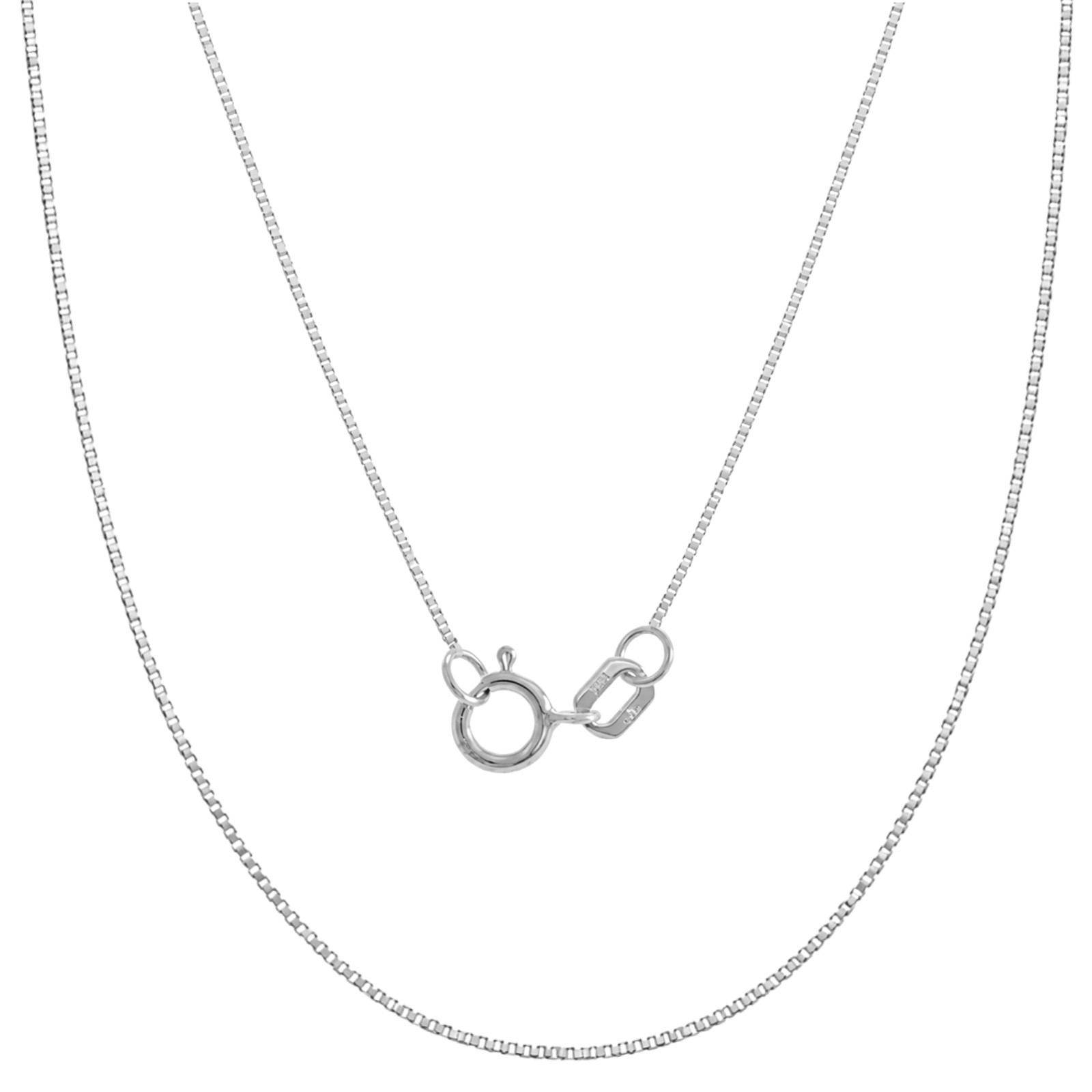 14K Solid White Gold Box Chain Necklace 0.45-0.75mm Diamond Cut Pendant Chain
