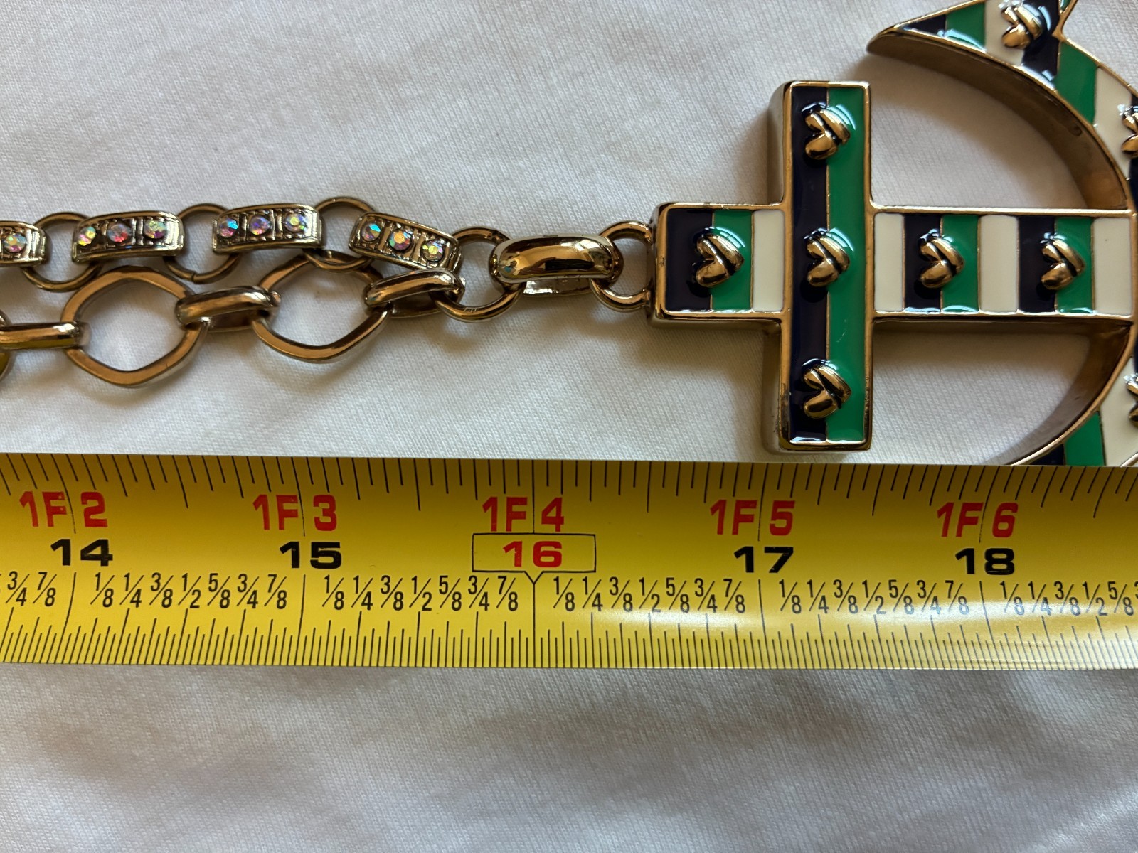 Betsey Johnson Necklace Large Nautical Anchor Gold Tone Bow Accents BJ144
