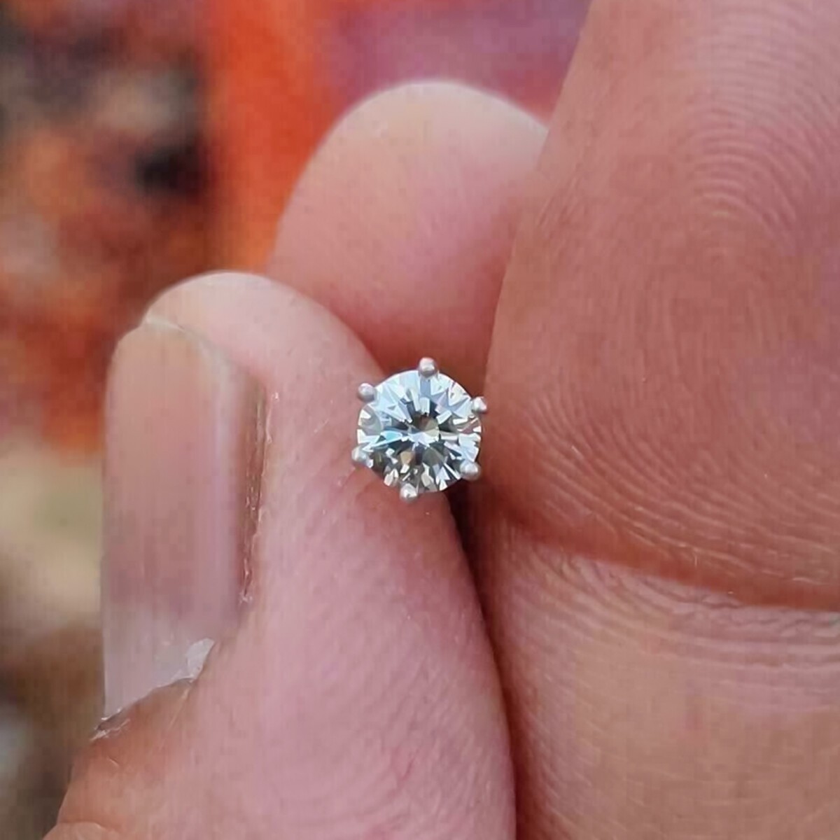0.09ct Round Natural GH/SI Diamond Solitaire Nose Pin Piercing 14K Yellow Gold