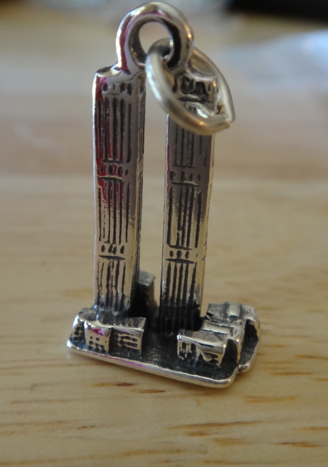 Sterling Silver 24x12mm solid 4 gram NY World Trade Center Twin Towers Charm