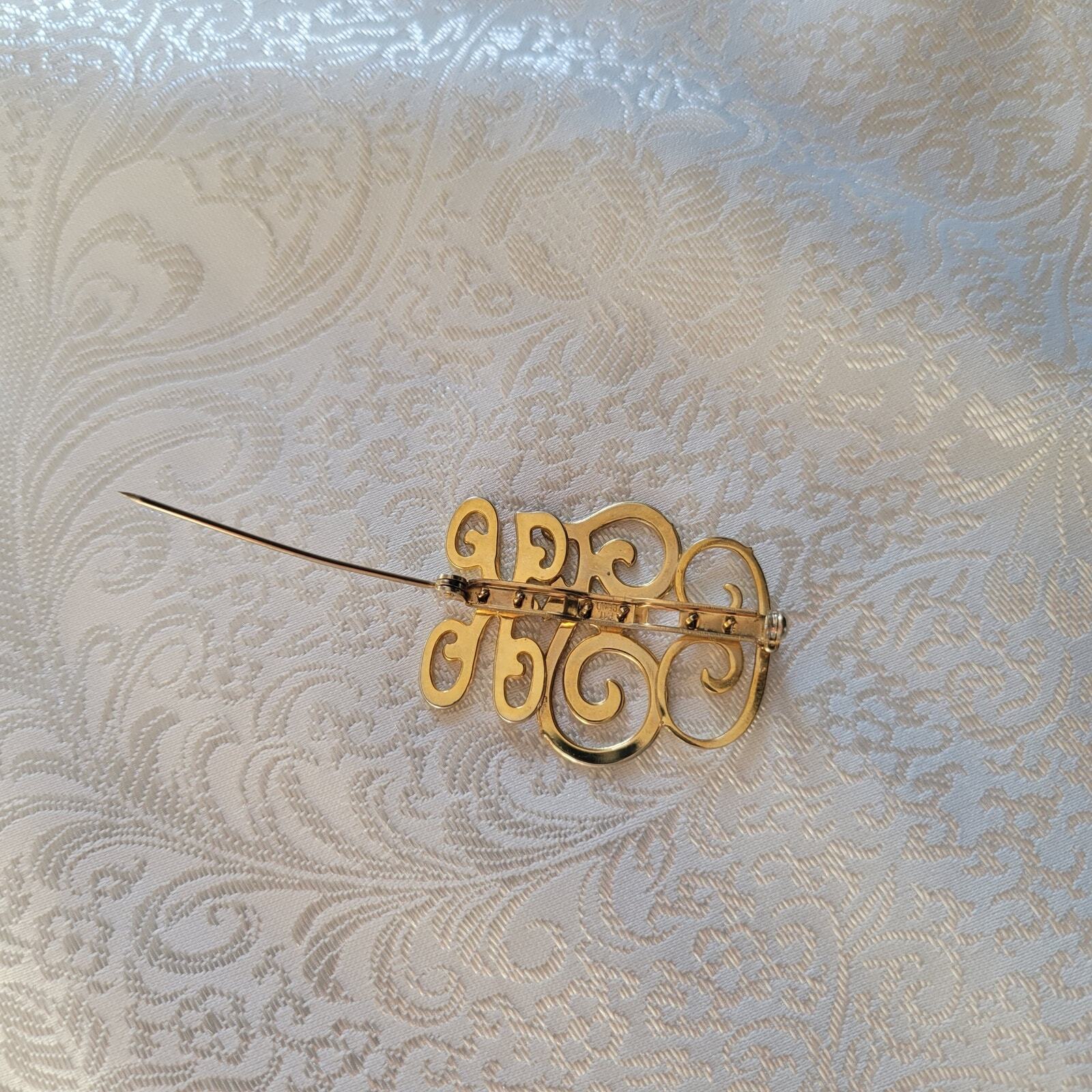 C K F initials brooch personalized monogram pin gold tone letters gift present