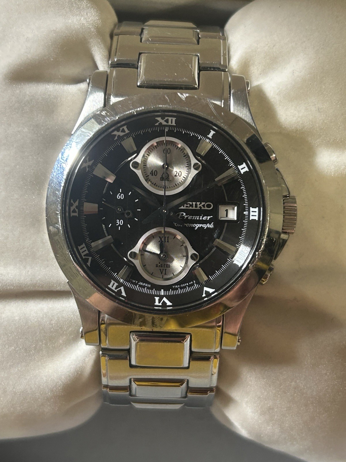 Seiko Premier Chronograph 7T62-0FF0 40mm Men’s Watch – New Battery