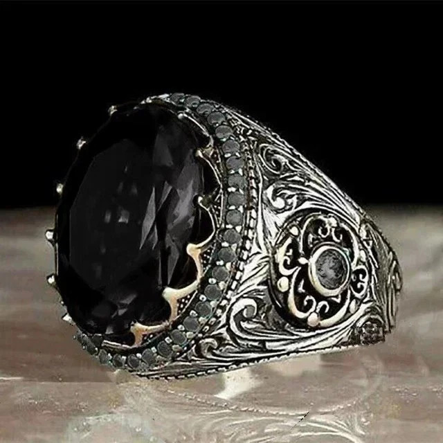 925 Sterling Silver Handmade Jewelry Black Men’s Ring All Size Fashion Ring 2025