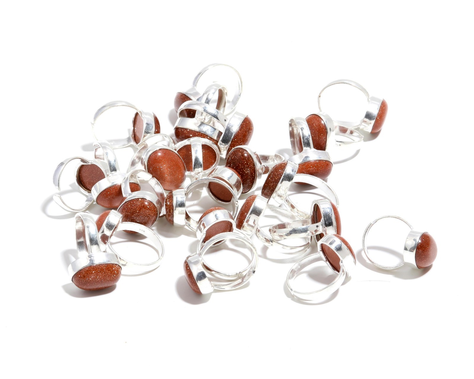 Red Goldstone Gemstone Wholesale Rings Lot 925 Sterling Silver Hadnmade Jewelry