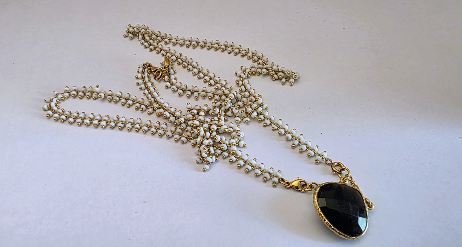GAS Bijoux mother-of-pearl necklace gold plated black quartz pendant