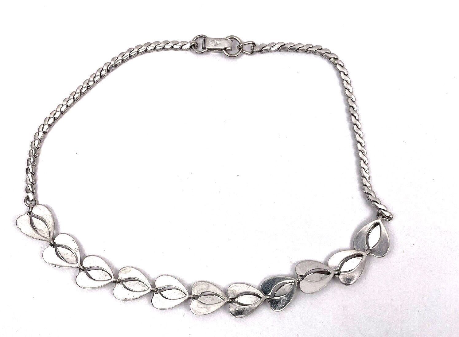 Vintage Lustern Necklace Earrings and Bracelet Set Silver Tone Signed