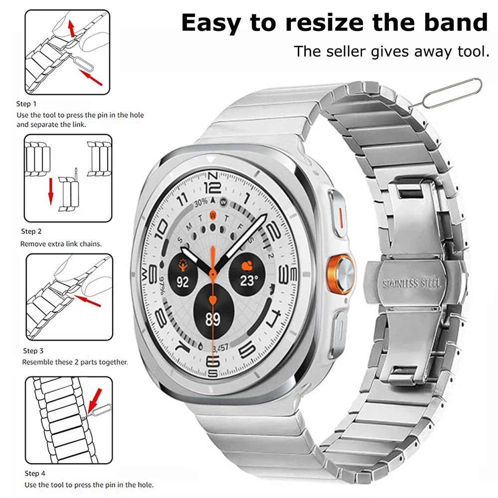 Titanium Link Bracelet For Samsung Galaxy Watch 7 Ultra Bands Magnetic Buckle