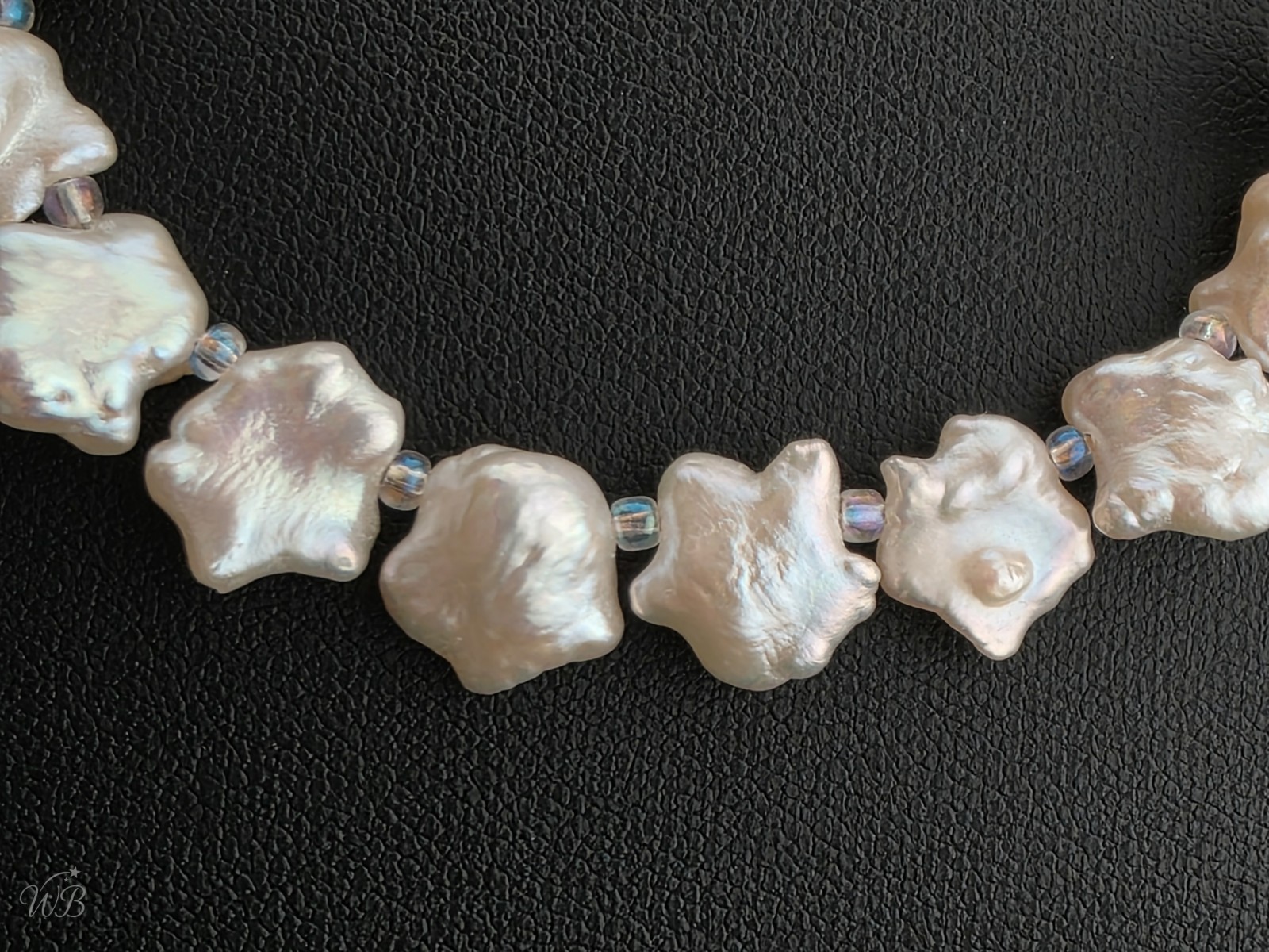 Real White Baroque Freshwater Cultured Pearl Star Necklace 20″ Silver Tone Clasp