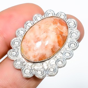 Natural Golden Sunstone – Oregon Gemstone 925 Silver Plated Ring s.8 TR508-128