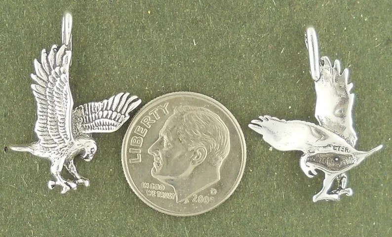 Sterling Silver Eagle Charm Pendant Hawk Falcon Bird