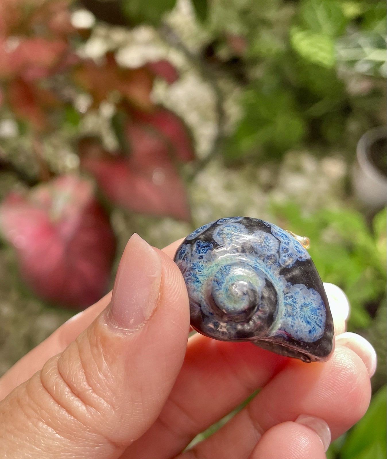Handmade Ceramic Pendant Jewelry. Unique piece. Deep blue