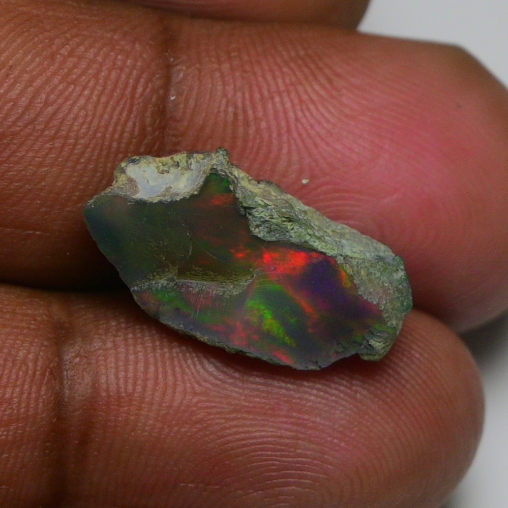 Jewelry Grade Black Opal Rough 6.45 Cts, Natural Ethiopian Raw, Neon Fire Opal