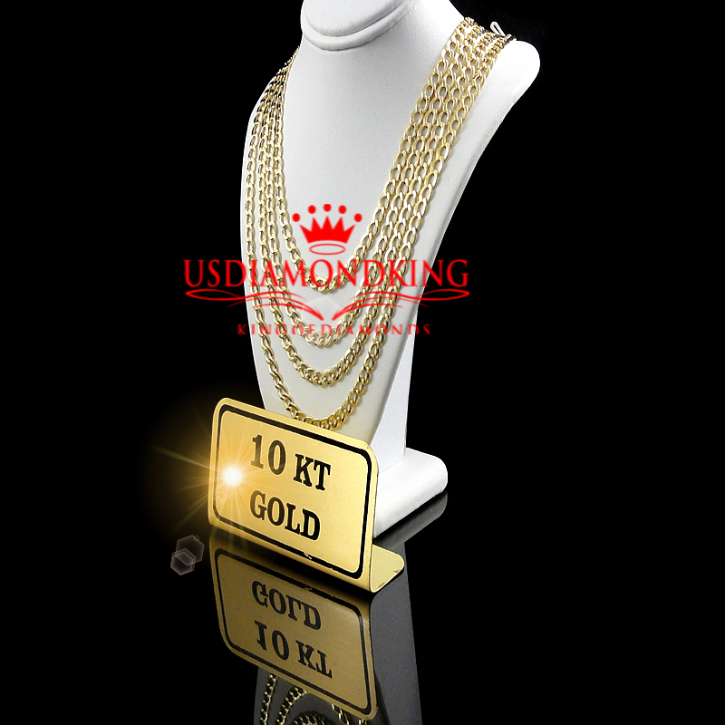10K AUTHENTIC SOLID YELLOW GOLD CUBAN CURB LINK CHAIN NECKLACE 4.1 MM 16~24 INCH
