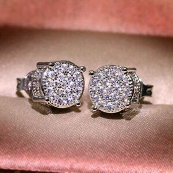 1.70Ct Lab Created Diamond Cluster Earrings Solid 14K White Gold Finish