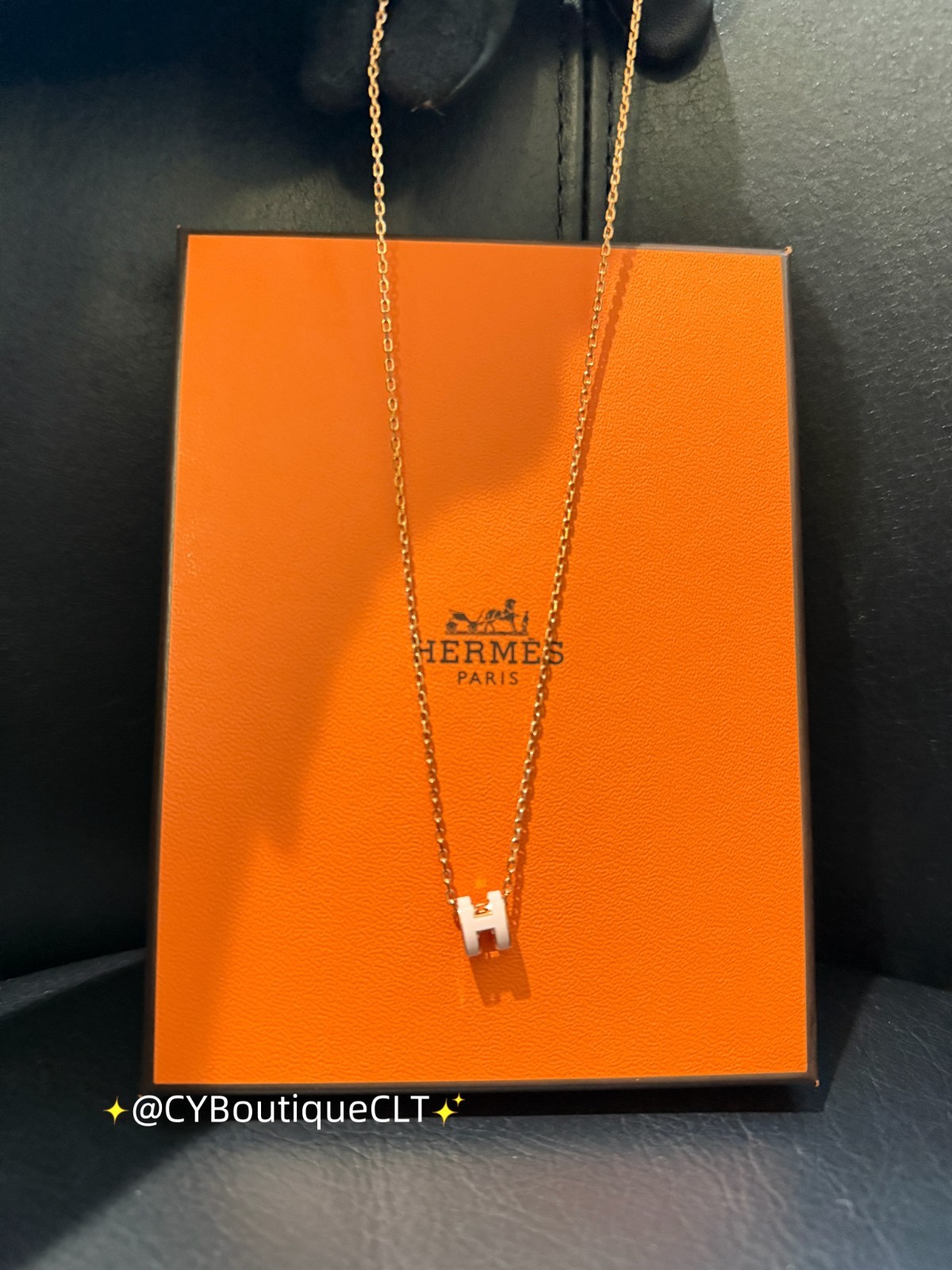 Hermès Mini Pop H Pendant Rose Dragee (Light Pink) w Rose Gold Chain Giftable