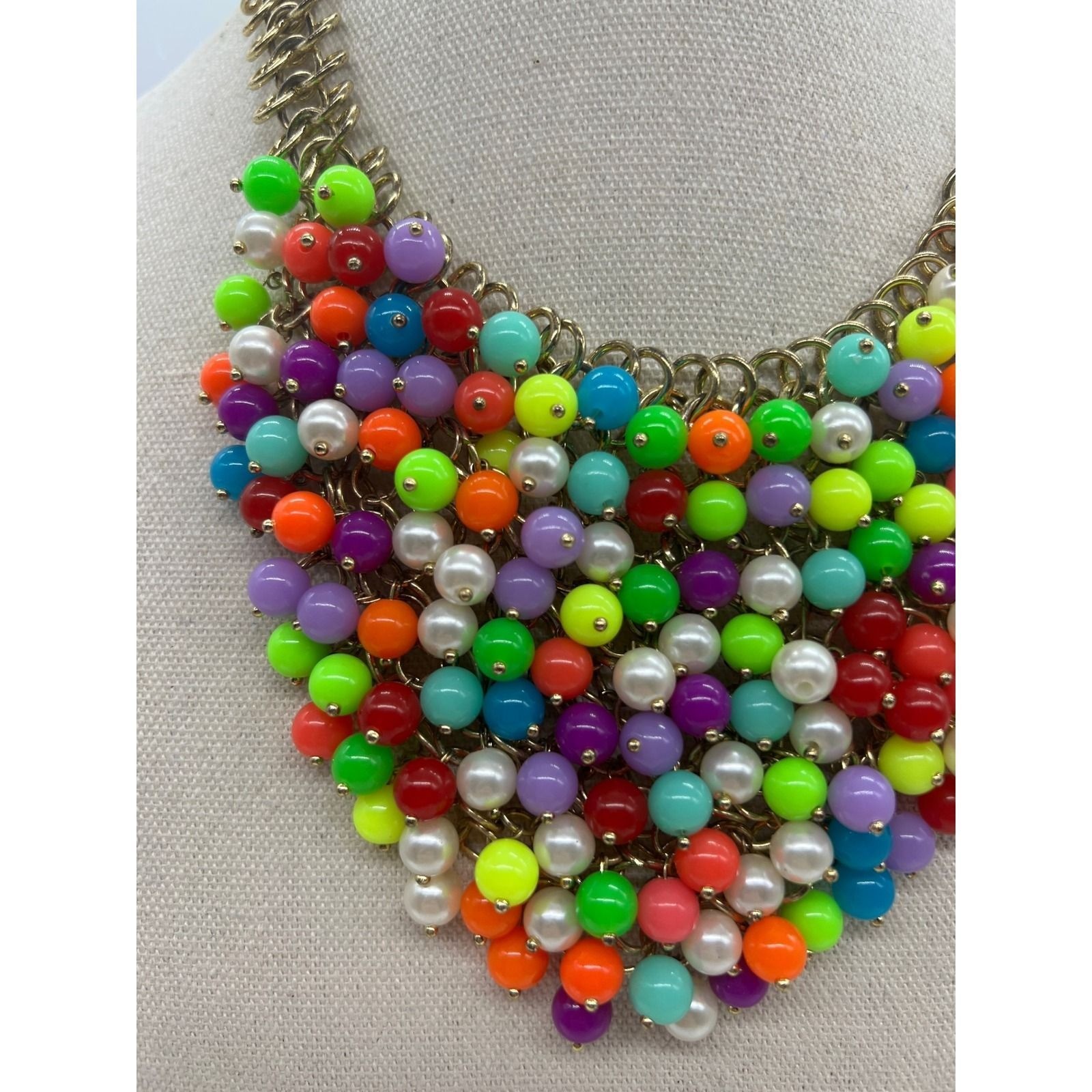 Amrita Singh Colorful Cluster Bib Necklace Neon Dopamine Maximalist