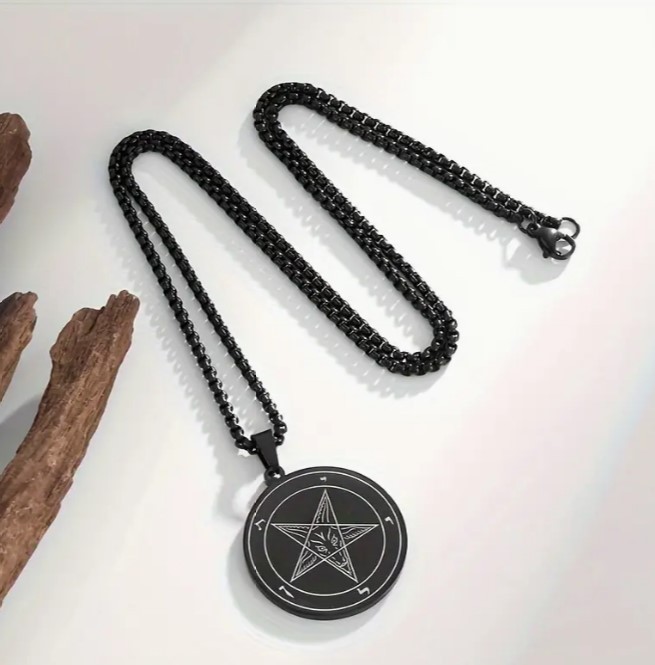 Sigil of Baphomet Inverted Pentagram Pendant Necklace Satan Goat Devil Lucifer