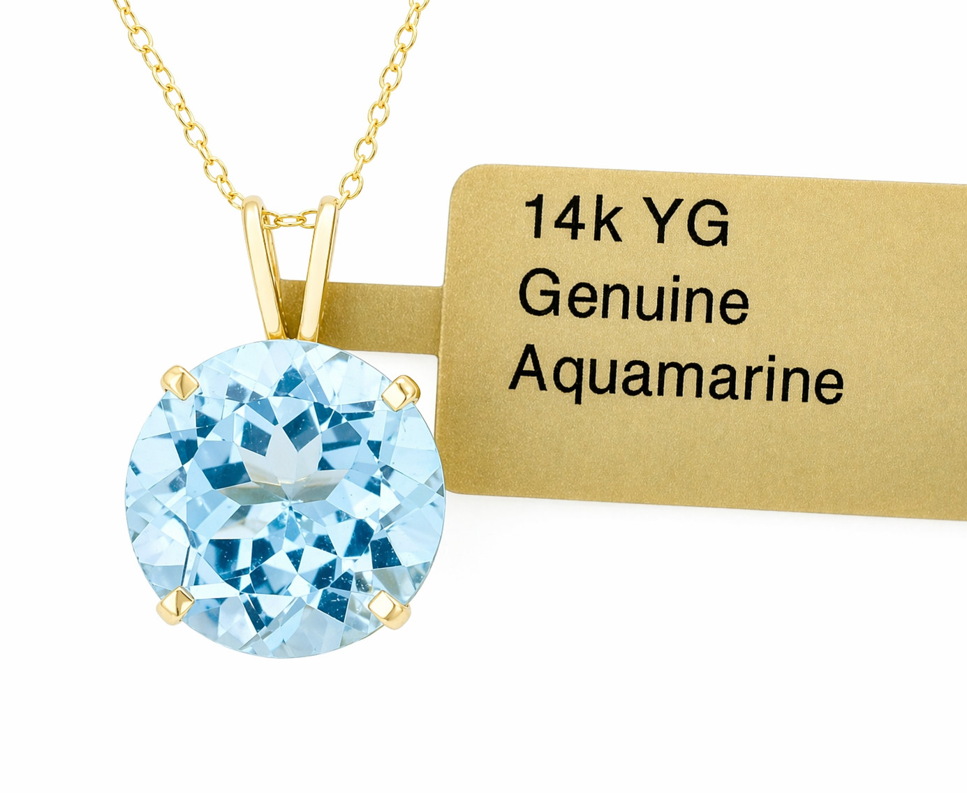 GENUINE 4.20 Cts AQUAMARINE PENDANT 14k YELLOW GOLD – Free Appraisal Service