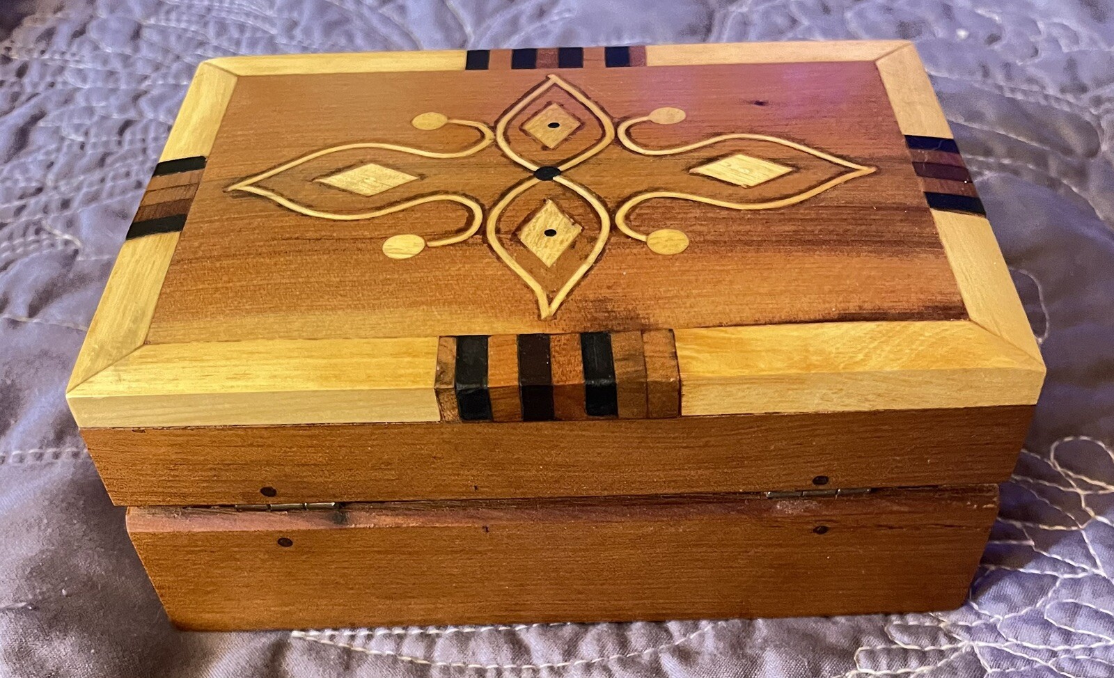 Wood Jewlery box Moroccan Handcrafted Detailed Inlayed Design 5×3.5 Inches