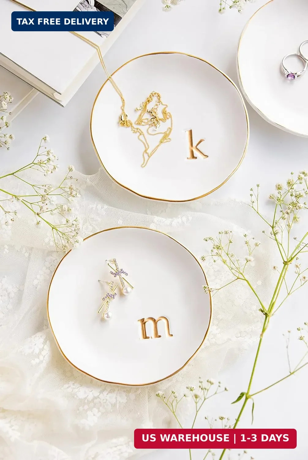 COLLECTIVE HOME Ceramic Jewelry Tray, Trinket Dish, Gifts for Women (M) | Mother