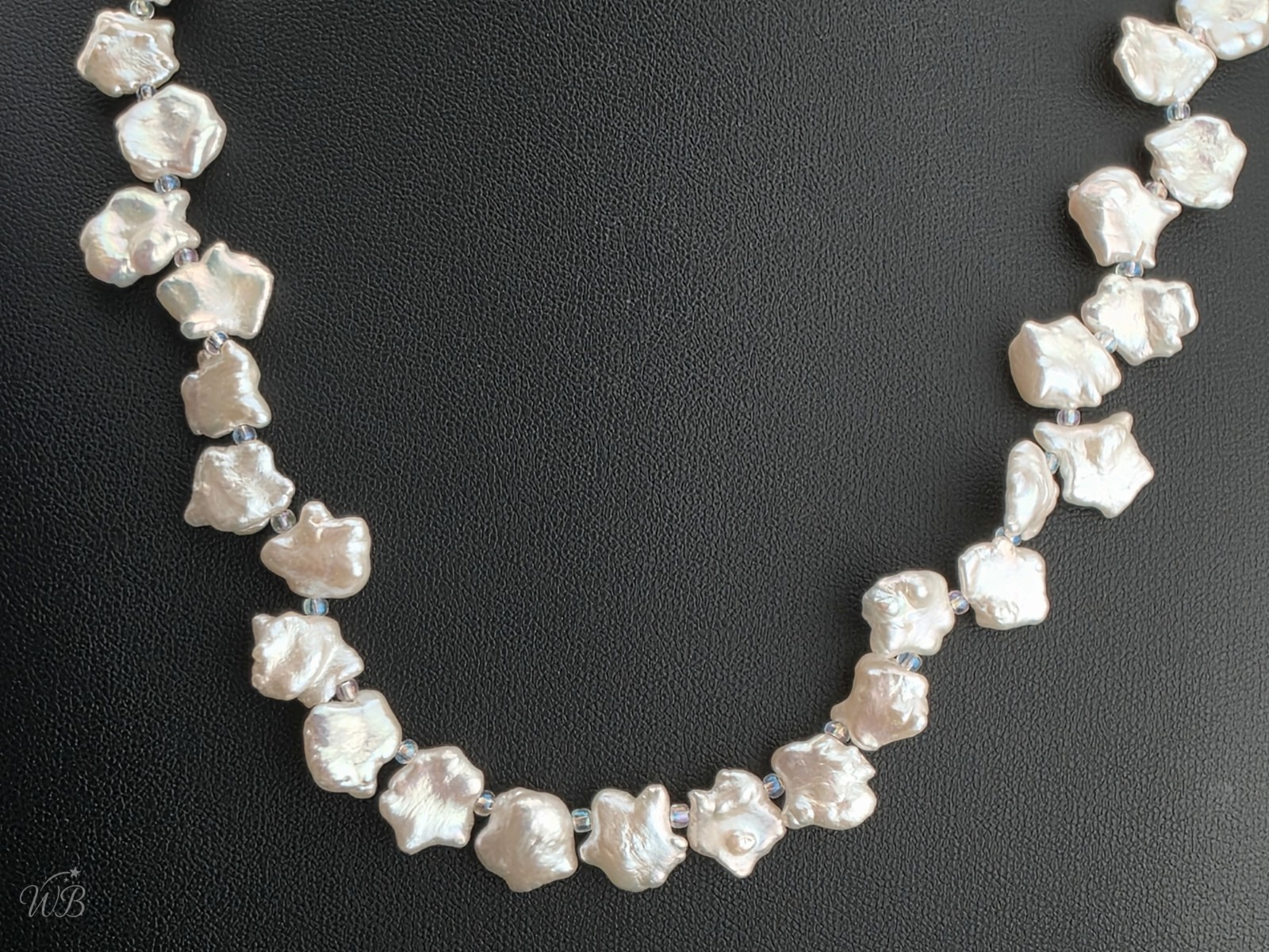 Real White Baroque Freshwater Cultured Pearl Star Necklace 20″ Silver Tone Clasp