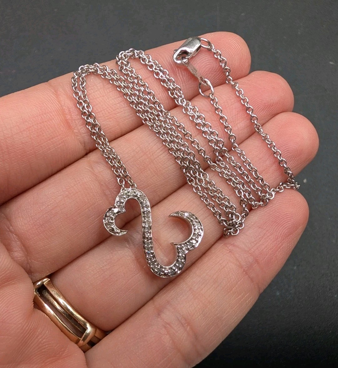 Sterling 925 JWBR Jane Seymour Open Hearts Diamond Pendant On 18″ Chain Necklace