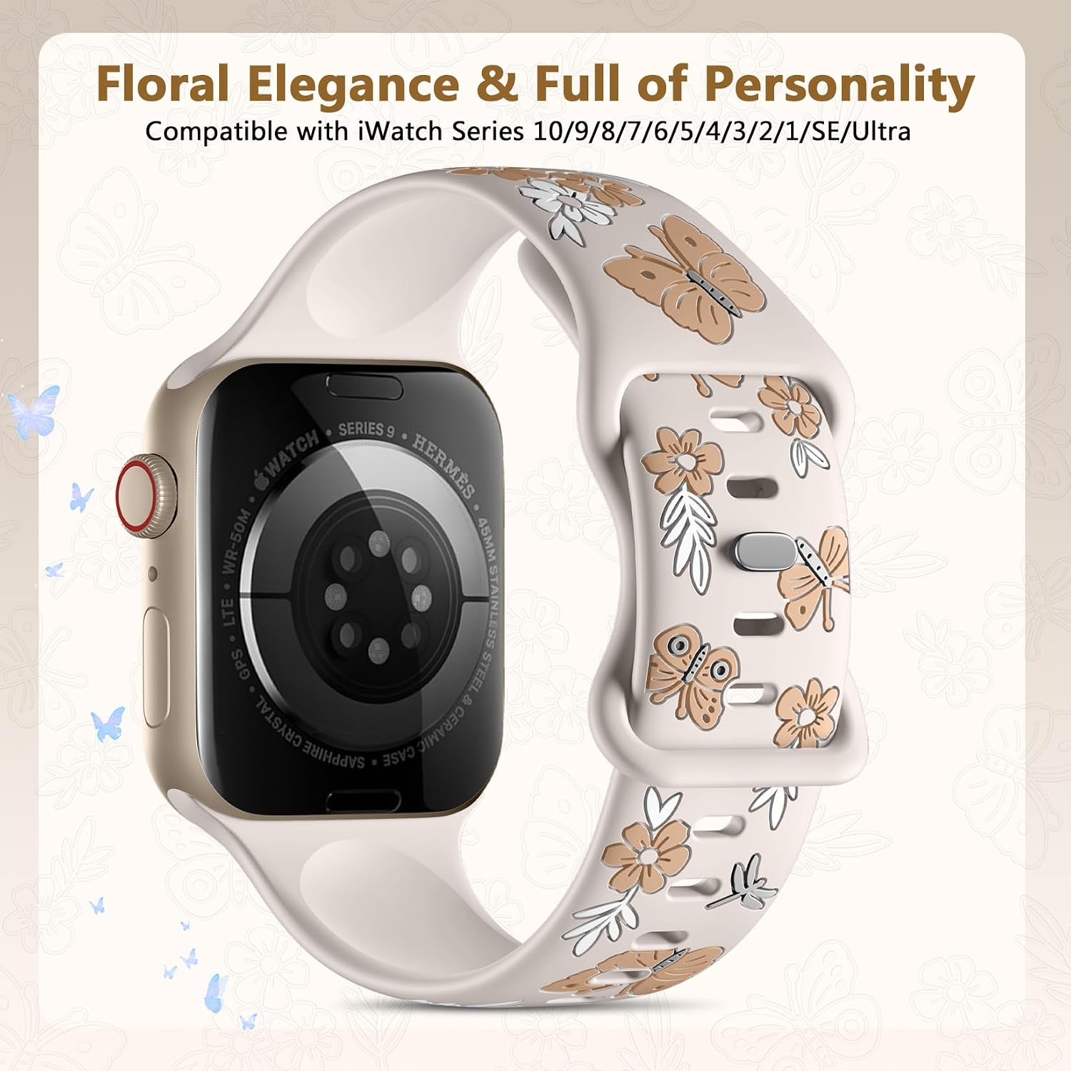 Floral Band Compatible with Apple Watch Band for Women 40Mm 38Mm 41Mm 42Mm 44Mm