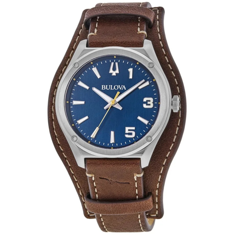 New Bulova Classic Marc Anthony Blue Dial Leather Strap Men’s Watch 96A313