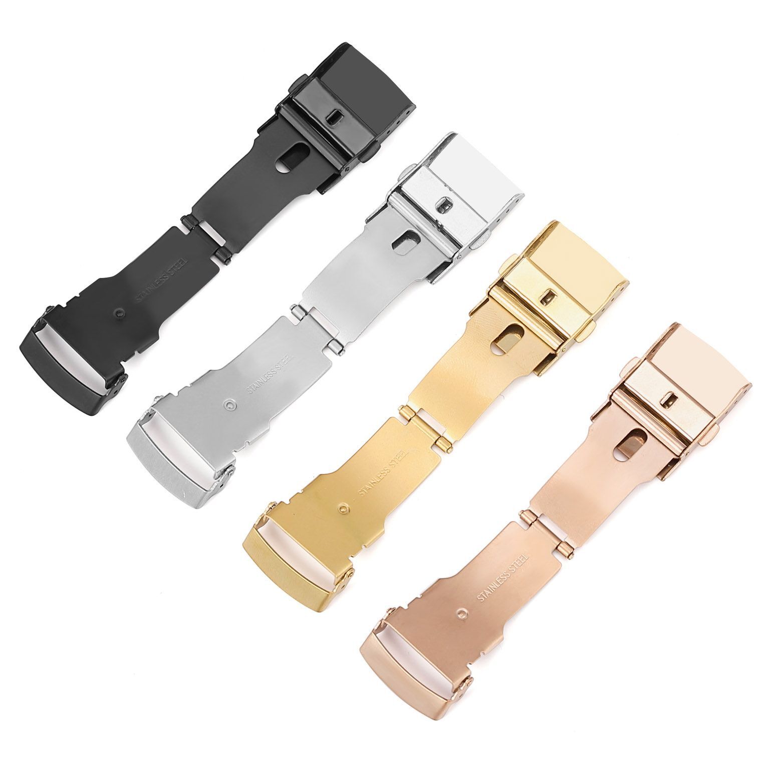 Metal Watch Buckle Double Click Button Stainless Steel Diving Deployment Clasp