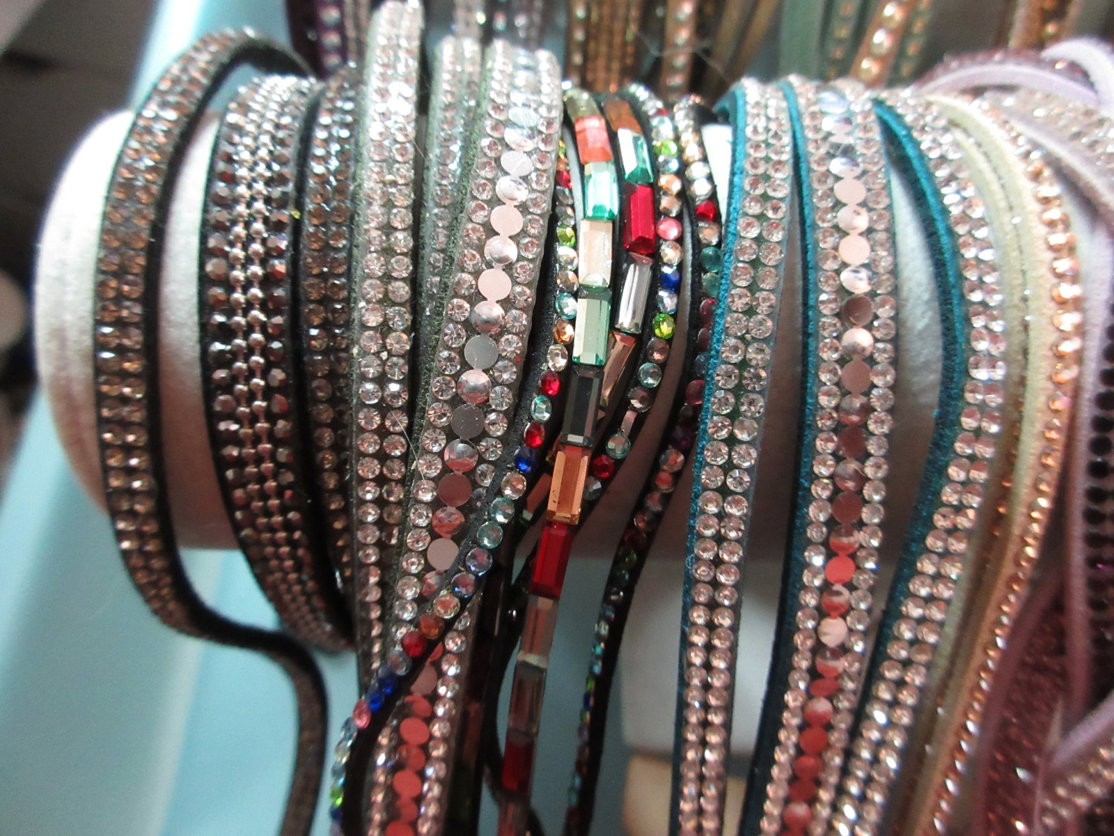 Lot 24 Assorted Double Wrap Bracelets Styles Colors Crystals Vary 7.5″ Adjust B