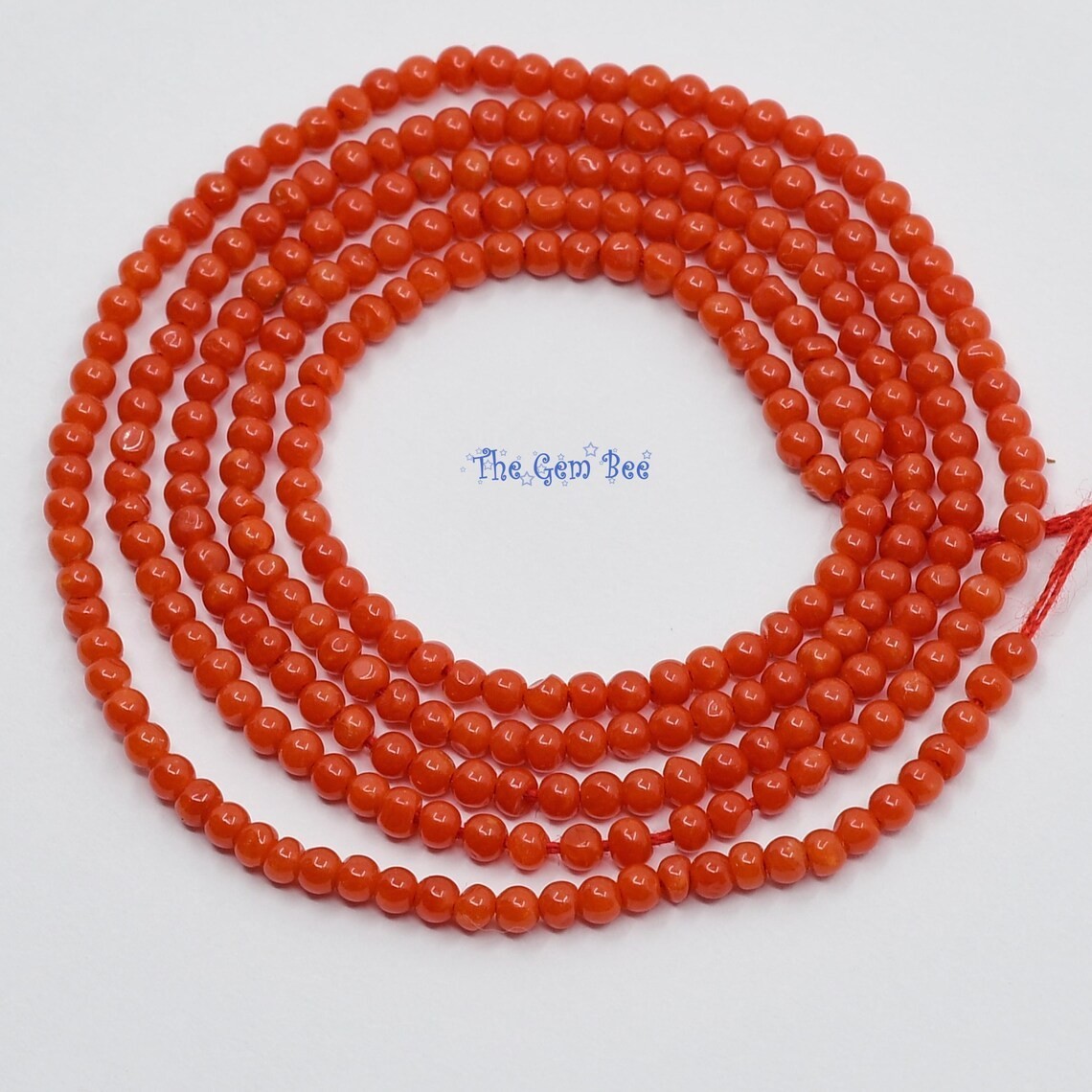 2mm AA Top Italian Sardinia Undyed Salmon Orange Red Seed Coral Round Bead 20″