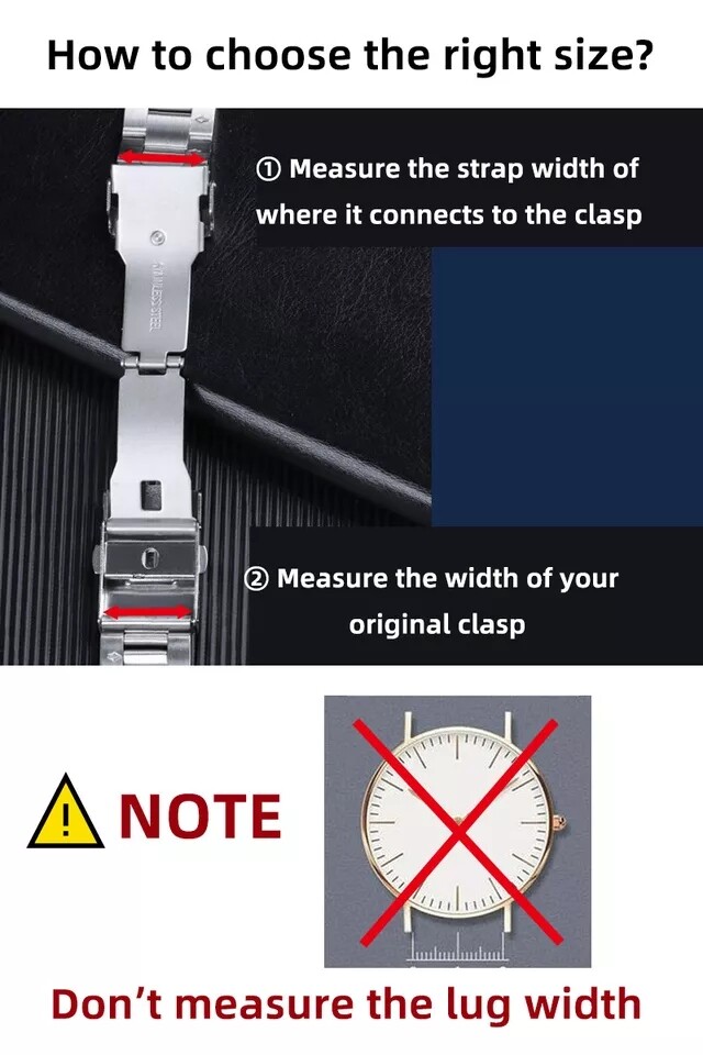 Adjustable Ratchet Buckle 316L Stainless Steel Watch Strap Clasp 18mm 20mm 22mm*