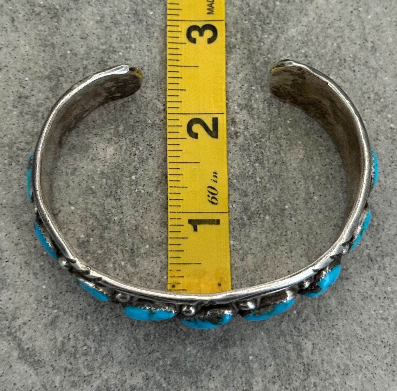 Vintage Native American Navajo MORENCI TURQUOISE Sterling LARGE Bracelet 8.25 in