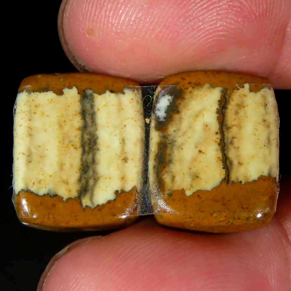 15.90Cts.100%Natural Designer Picture Jasper Cushion 12x15x4mm cab Pair Gems