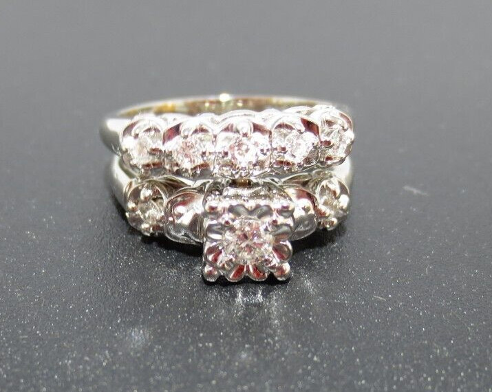 14K WG ROUND DIAMOND BRIDAL SET .25 tcw SZ 5 (A18305-1, 4.90 grams)