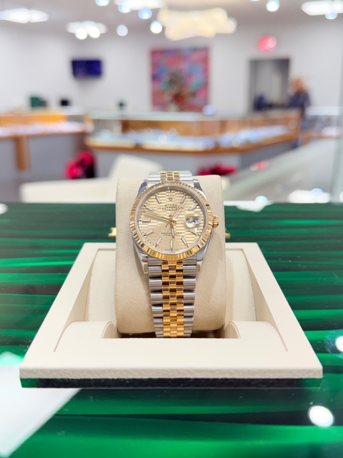 Rolex Datejust 36 126233 Champagne Motif Stick Steel & Yellow Gold BOX/PAPERS