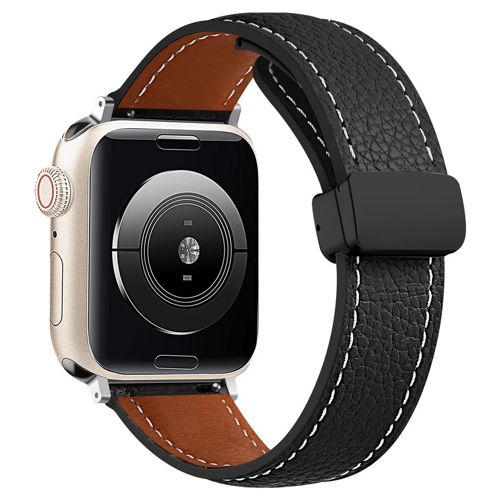 Fits Apple S10 9 8 Watch Strap Folding Clasp Band Leather 38/40/41/42/44/45/49mm