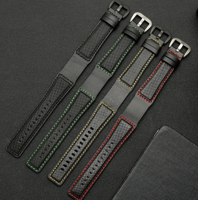 Leather Watch Strap For Dietrich OT-3 OTC-AO1 24mm Black Cowhide Wrist Band